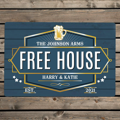 Personalised Free House Blue Metal Sign - Shop Personalised Gifts