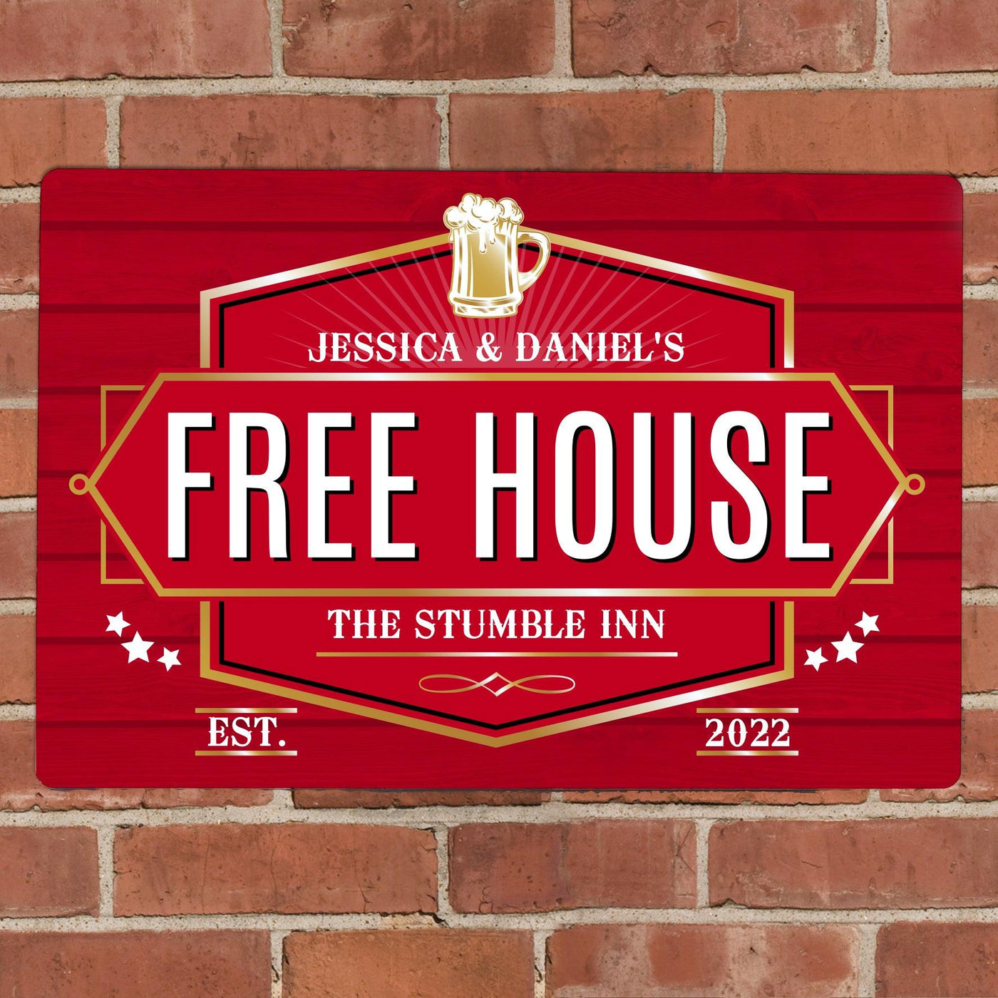 Personalised Free House Red Metal Sign - Shop Personalised Gifts