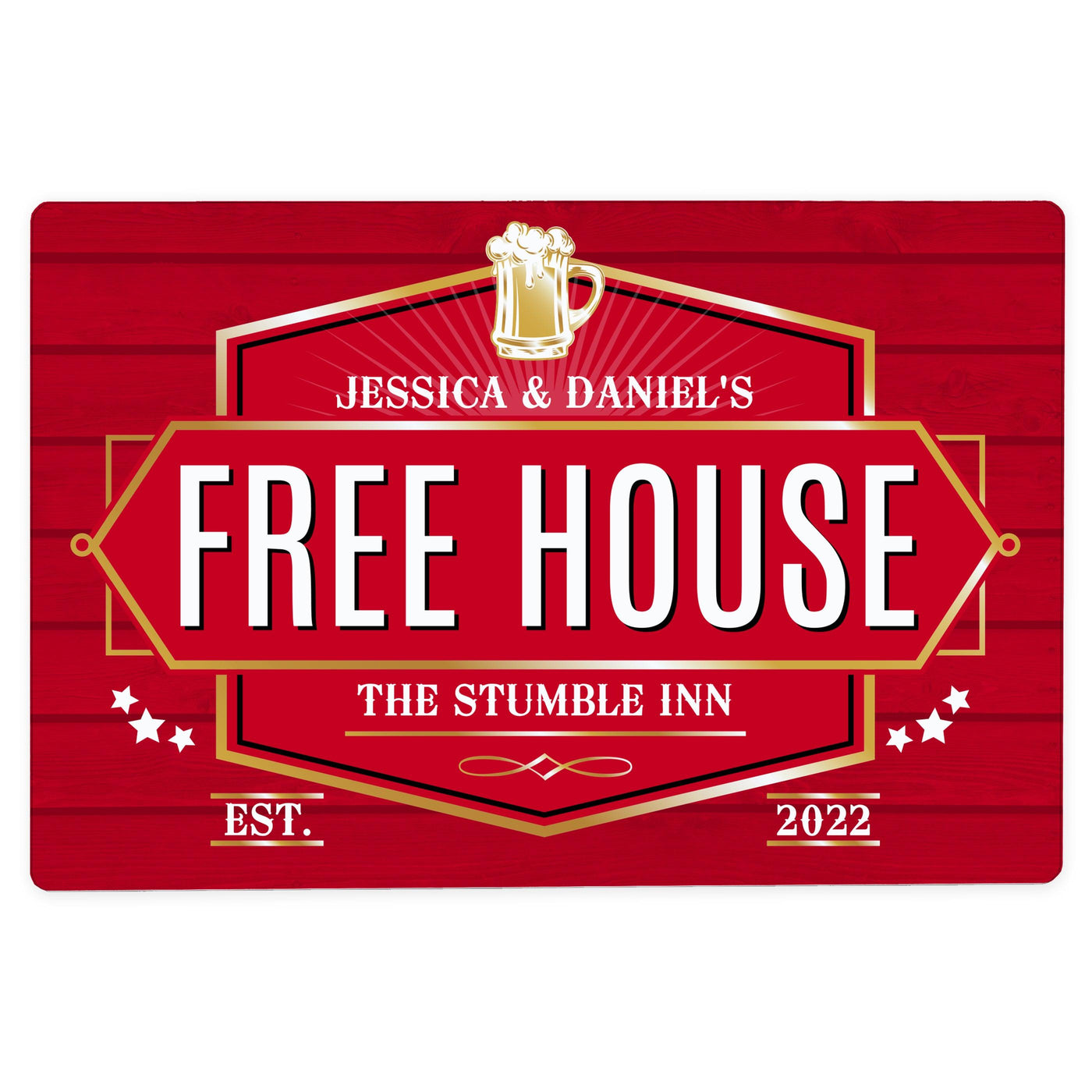 Personalised Free House Red Metal Sign - Shop Personalised Gifts