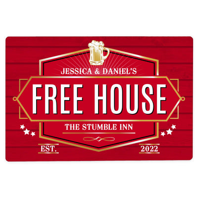 Personalised Free House Red Metal Sign - Shop Personalised Gifts