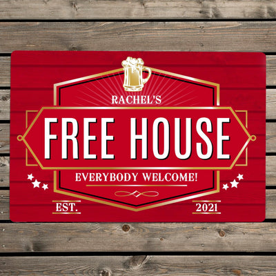 Personalised Free House Red Metal Sign - Shop Personalised Gifts