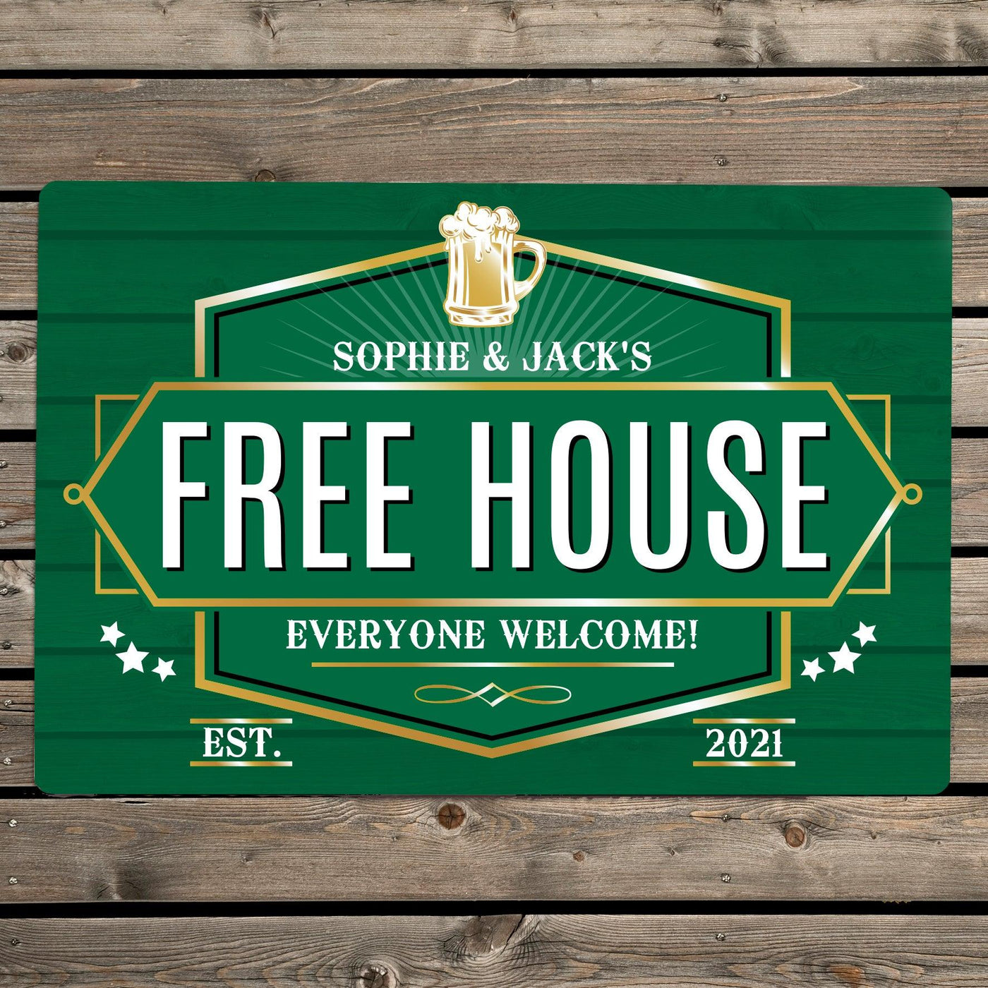 Personalised Free House Green Metal Sign - Shop Personalised Gifts