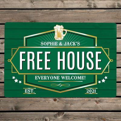 Personalised Free House Green Metal Sign - Shop Personalised Gifts