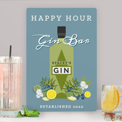 Personalised Gin Bar Metal Sign