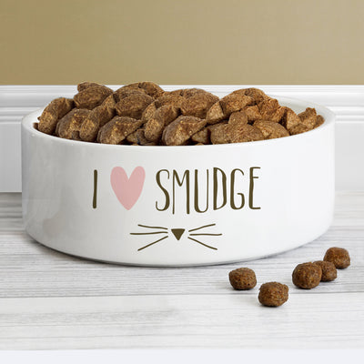 Personalised Cat Features 14cm Medium White Pet Bowl - Shop Personalised Gifts