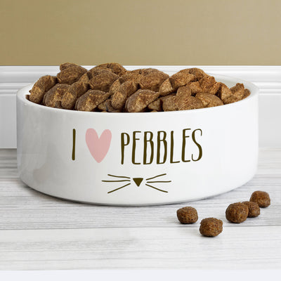 Personalised Cat Features 14cm Medium White Pet Bowl - Shop Personalised Gifts