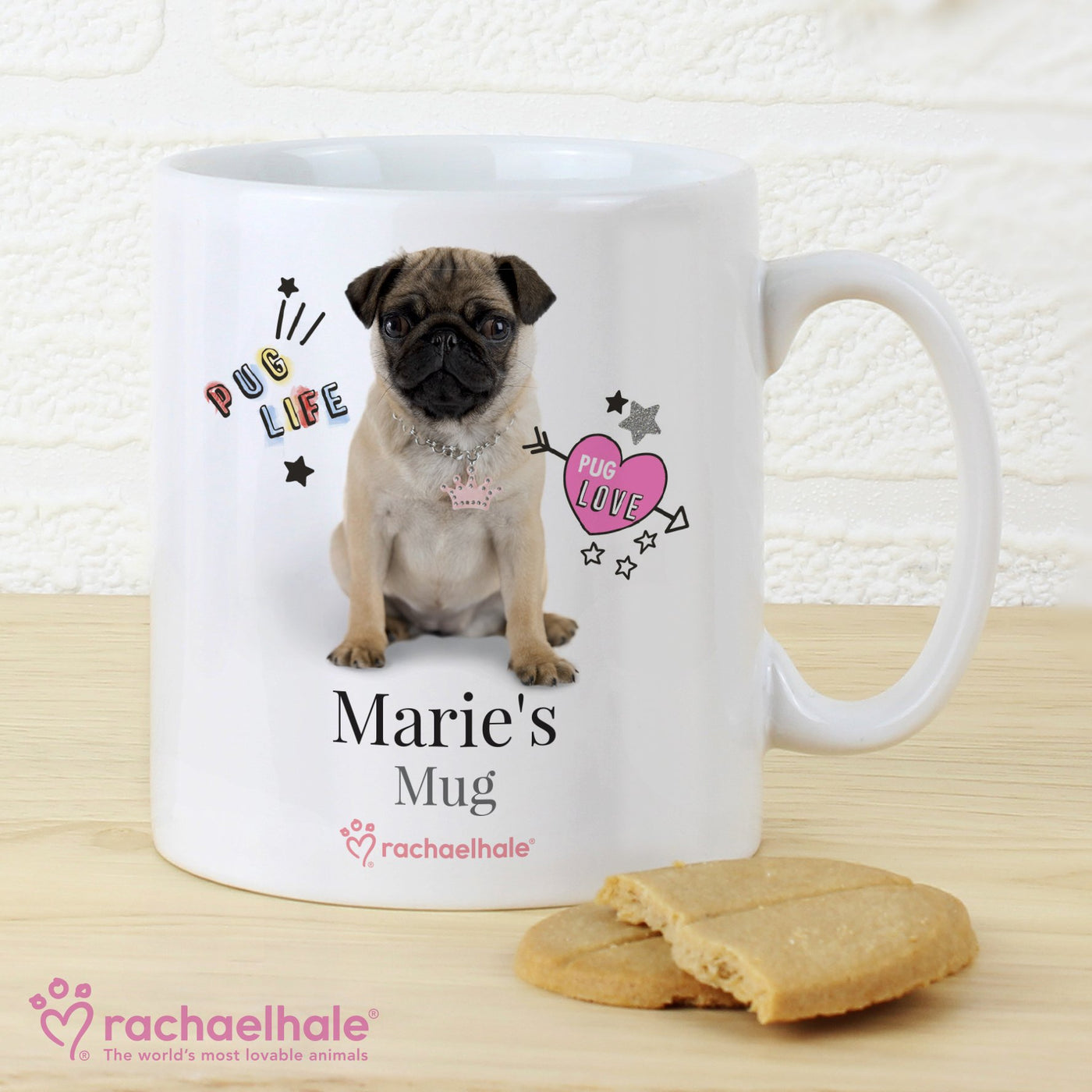 Personalised Rachael Hale Ceramic Doodle Pug Mug - Shop Personalised Gifts