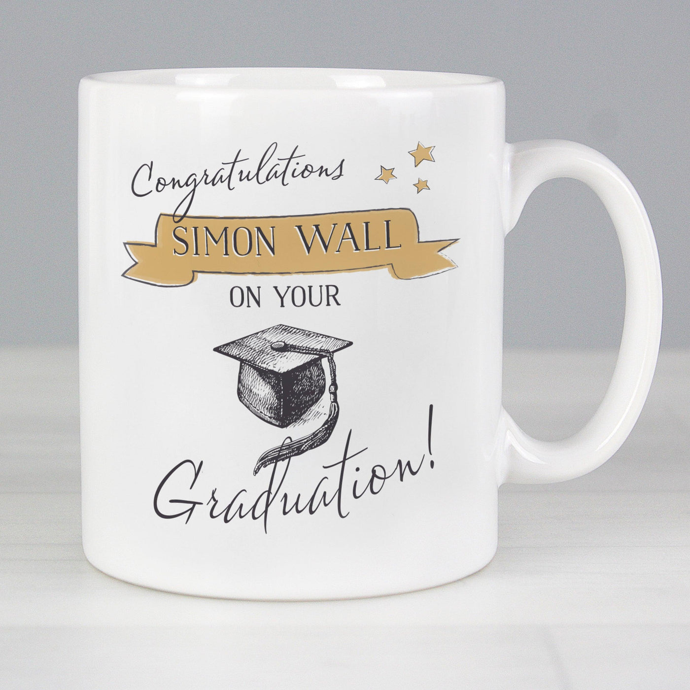 Personalised Gold Star Graduation Ceramic Mug - Shop Personalised Gifts