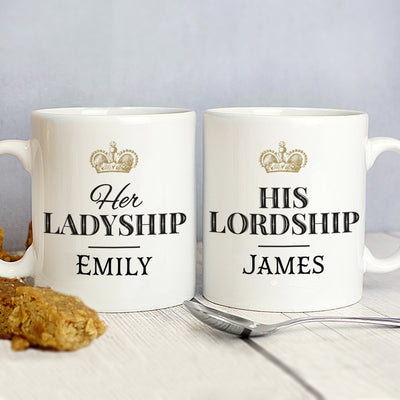 Personalised Ladyship and Lordship Ceramic Mug Set - Shop Personalised Gifts