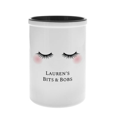 Personalised Eyelashes Ceramic Storage Pot Black lined - Shop Personalised Gifts