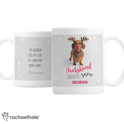 Personalised Rachael Hale Christmas Dachshund Through the Snow Ceramic Mug - Shop Personalised Gifts