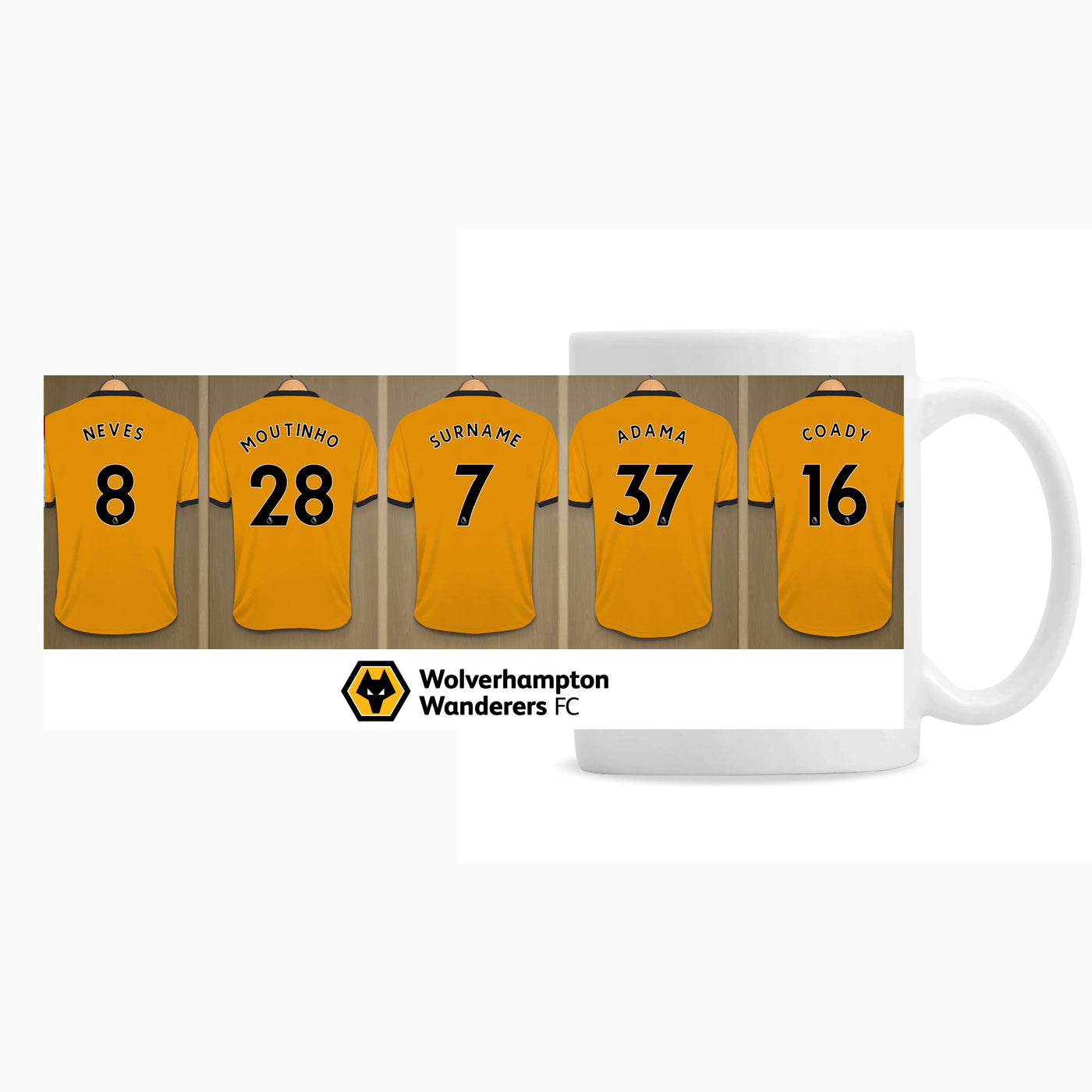 Personalised Wolves FC Dressing Room Ceramic Mug