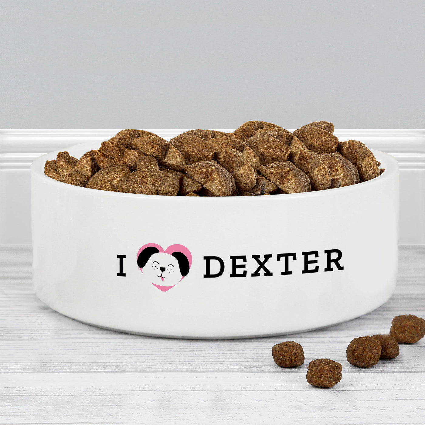 Personalised I Love my Dog - Cute Design 14cm Medium Ceramic White Pet Bowl - Shop Personalised Gifts