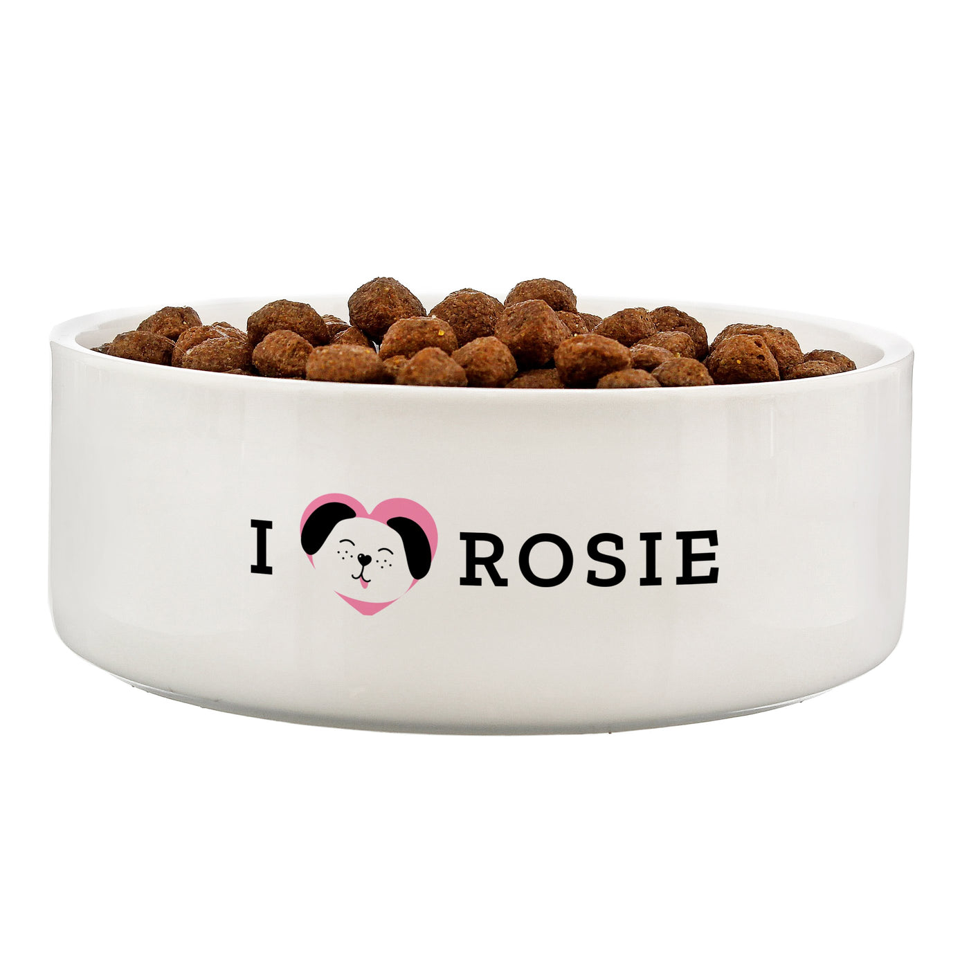 Personalised I Love my Dog - Cute Design 14cm Medium Ceramic White Pet Bowl - Shop Personalised Gifts