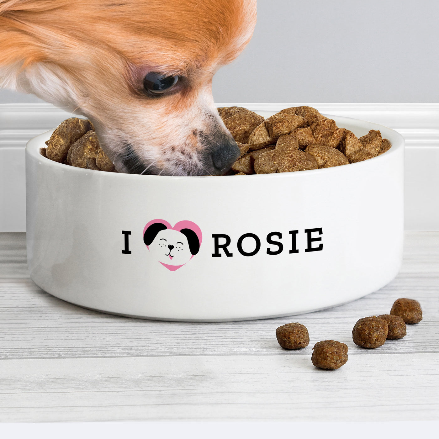 Personalised I Love my Dog - Cute Design 14cm Medium Ceramic White Pet Bowl - Shop Personalised Gifts