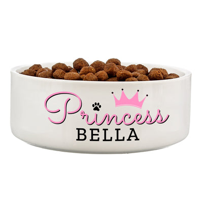 Personalised Princess 14cm Medium Ceramic White Pet Bowl - Shop Personalised Gifts