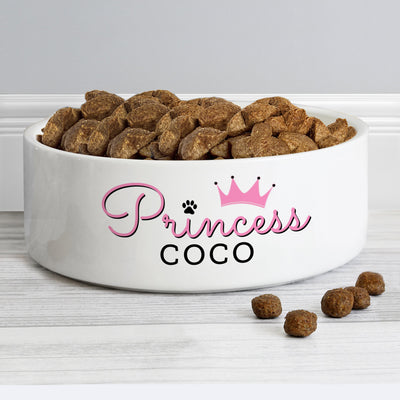 Personalised Princess 14cm Medium Ceramic White Pet Bowl - Shop Personalised Gifts