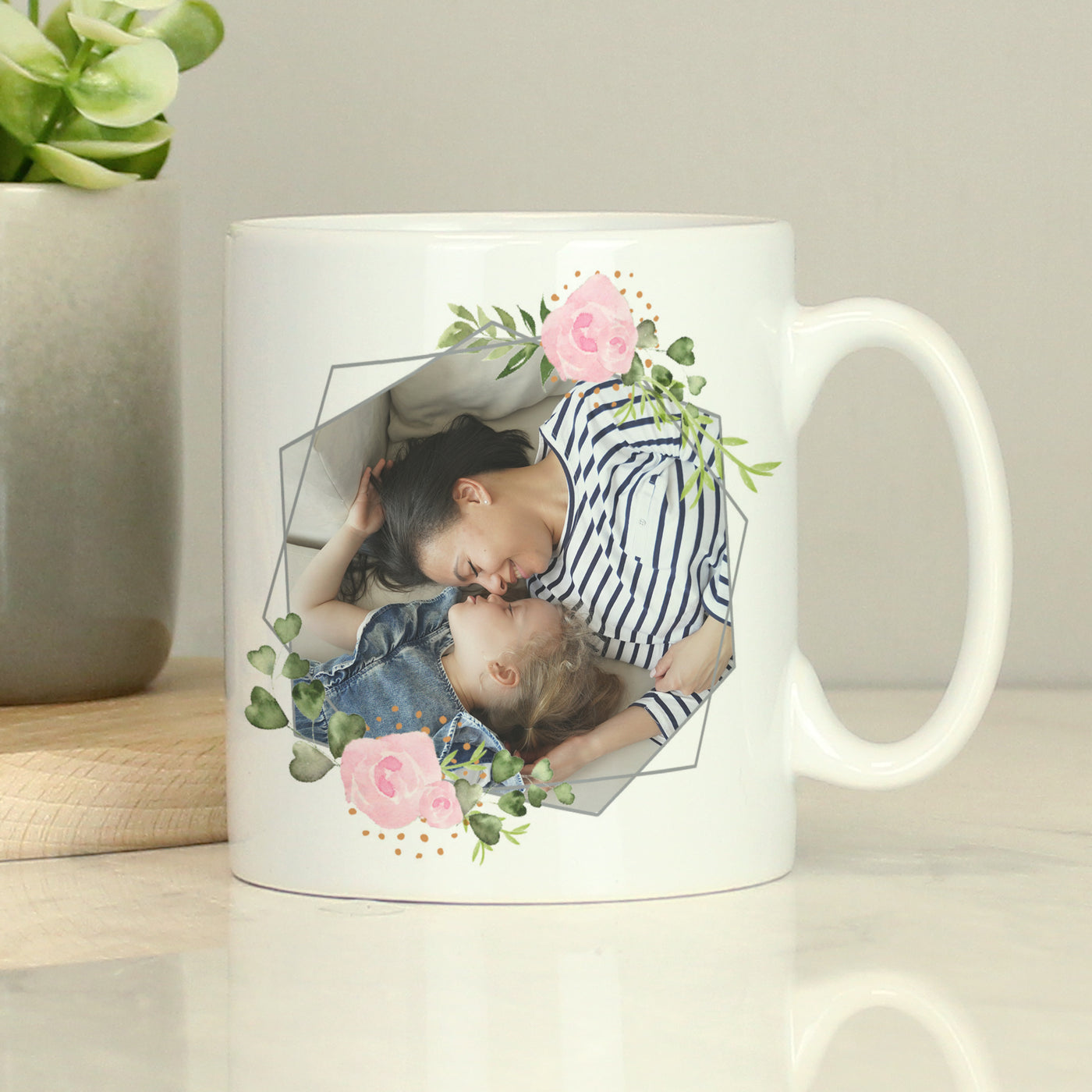 Personalised Floral Abstract Photo Upload Ceramic Mug