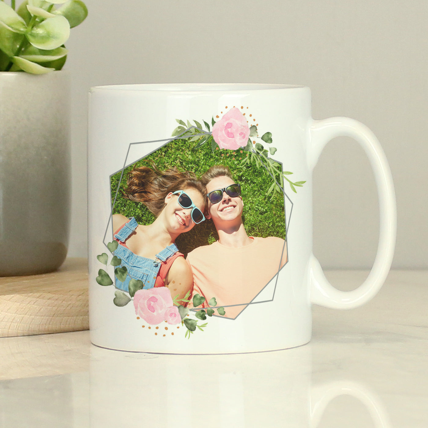 Personalised Floral Abstract Photo Upload Ceramic Mug