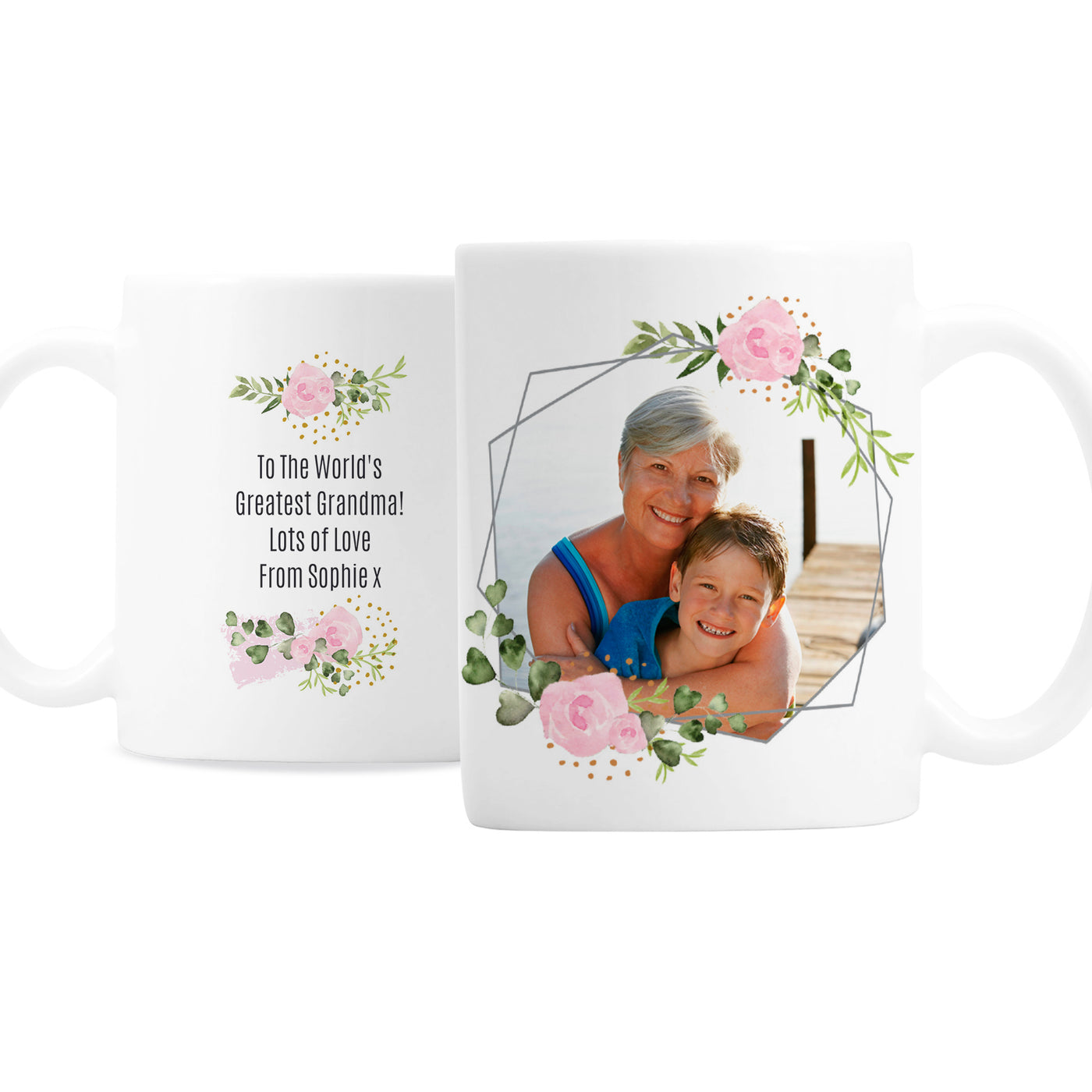 Personalised Floral Abstract Photo Upload Ceramic Mug