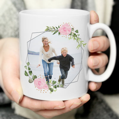 Personalised Floral Abstract Photo Upload Ceramic Mug