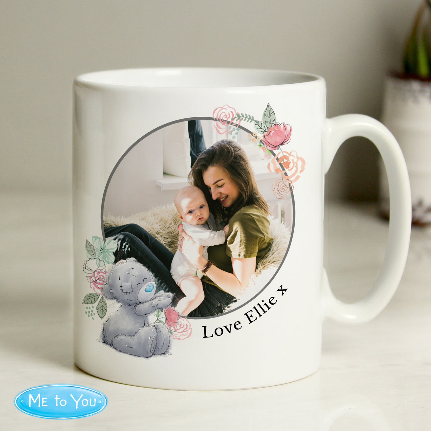 Personalised Me To You Floral Photo Upload Ceramic Mug