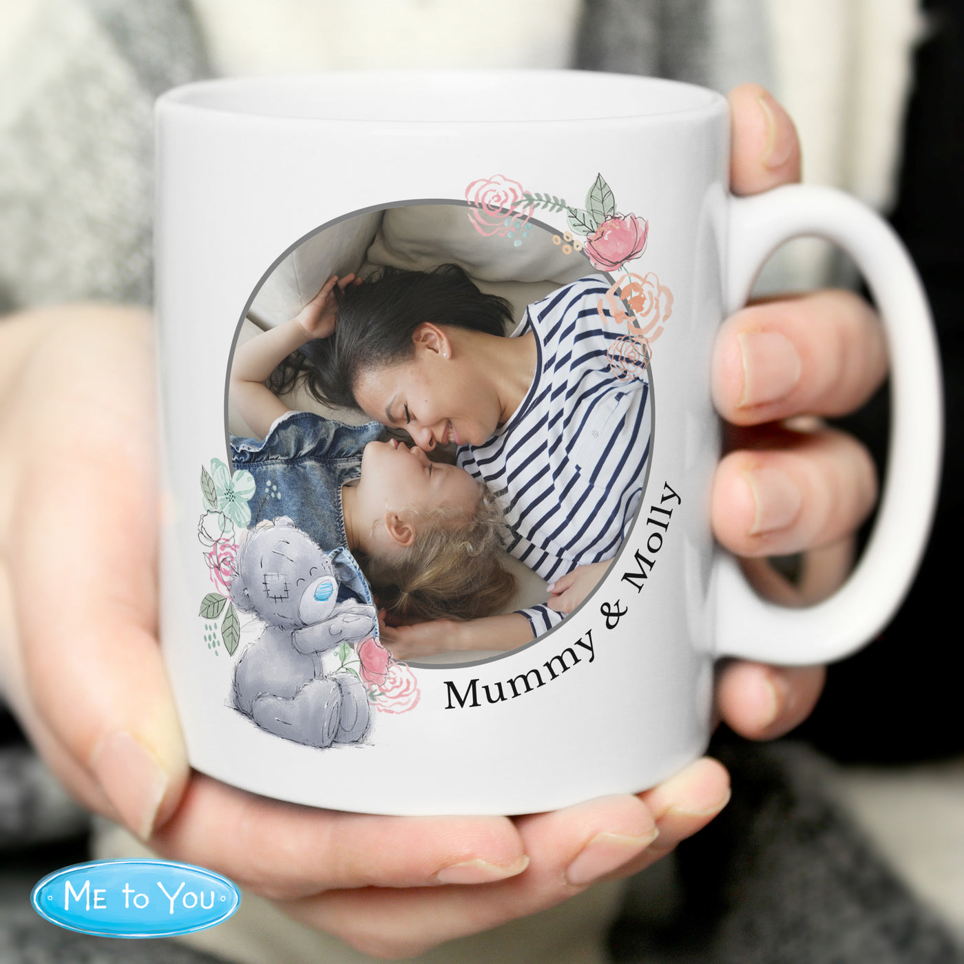 Personalised Me To You Floral Photo Upload Ceramic Mug