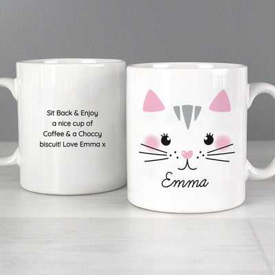 Personalised Cute Cat Face Ceramic Mug - Shop Personalised Gifts