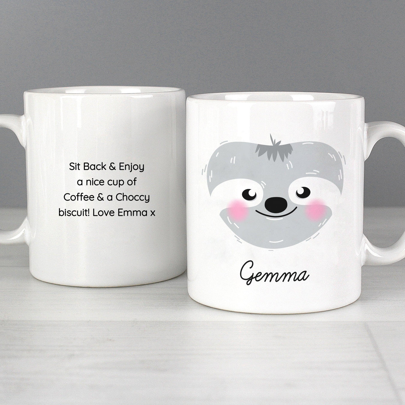 Personalised Cute Sloth Face Ceramic Mug - Shop Personalised Gifts