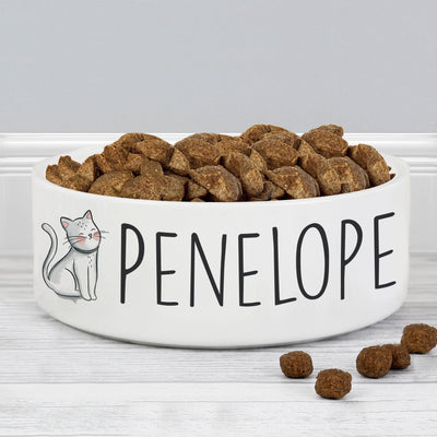 Personalised Scribble Cat 14cm Medium Pet Bowl - Shop Personalised Gifts