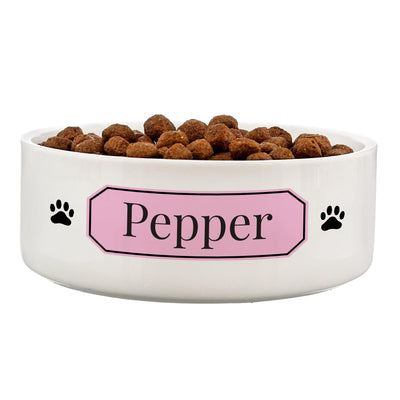 Personalised Pink Plaque 14cm Medium Pet Bowl - Shop Personalised Gifts