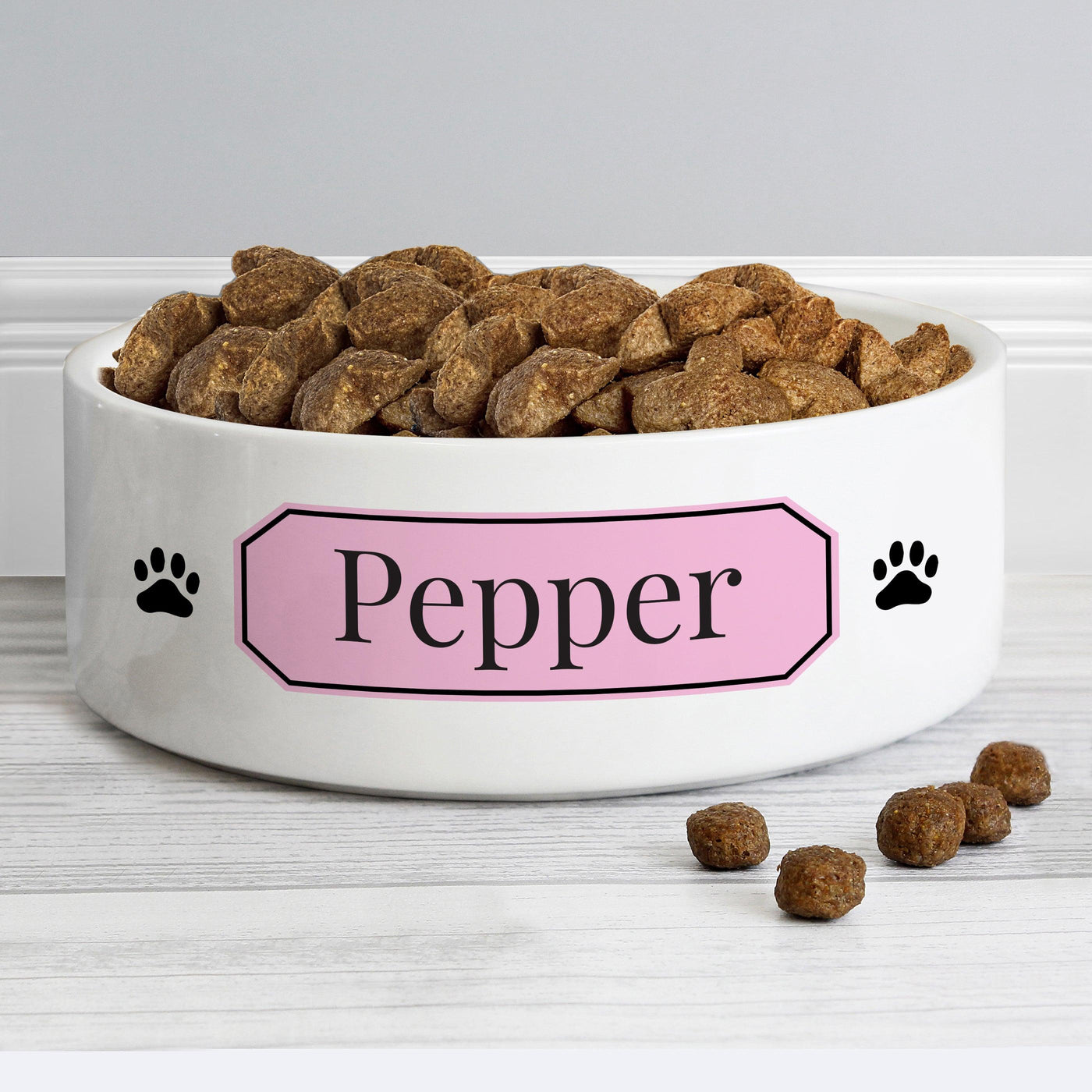 Personalised Pink Plaque 14cm Medium Pet Bowl - Shop Personalised Gifts