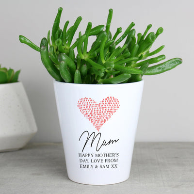Personalised Heart Ceramic Plant Pot - Shop Personalised Gifts