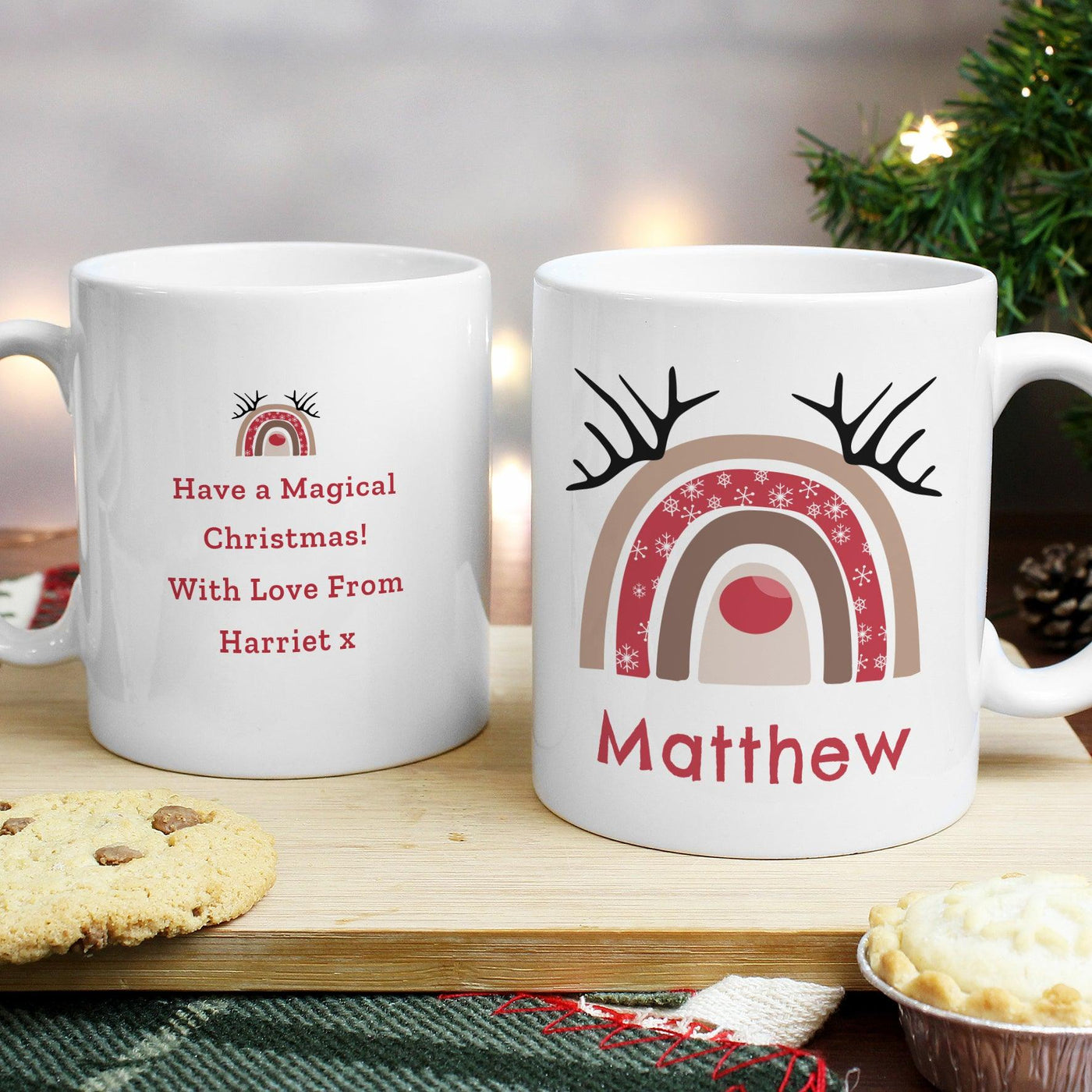 Personalised Rainbow Reindeer Ceramic Mug - Shop Personalised Gifts