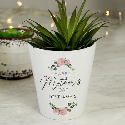 Personalised Abstract Rose Happy Mothers Day Plant Pot - Shop Personalised Gifts