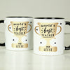 Personalised World's Best Teacher Trophy Black Handled Ceramic Mug