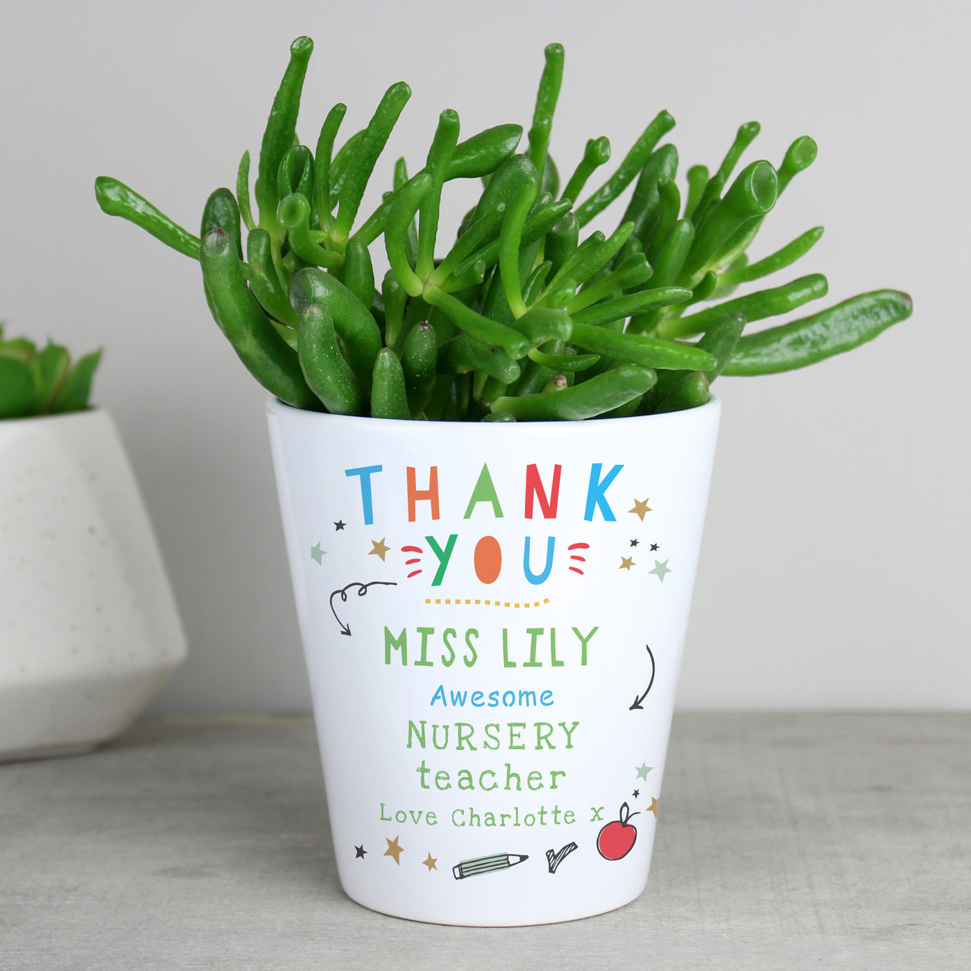 Personalised Thank You Teacher Ceramic Plant Pot