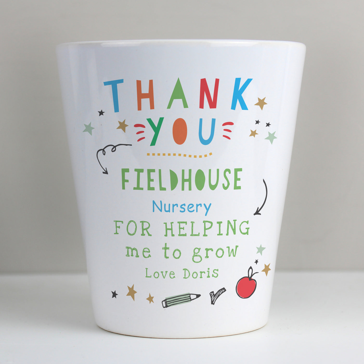 Personalised Thank You Teacher Ceramic Plant Pot