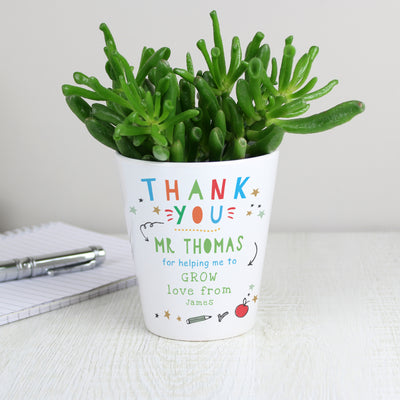 Personalised Thank You Teacher Ceramic Plant Pot