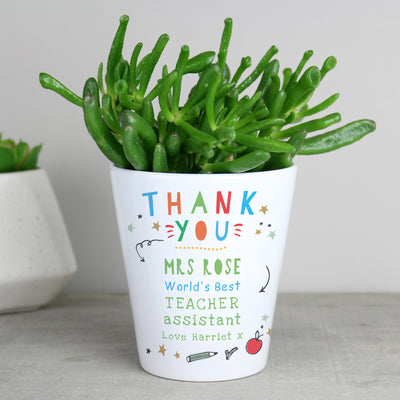 Personalised Thank You Teacher Ceramic Plant Pot