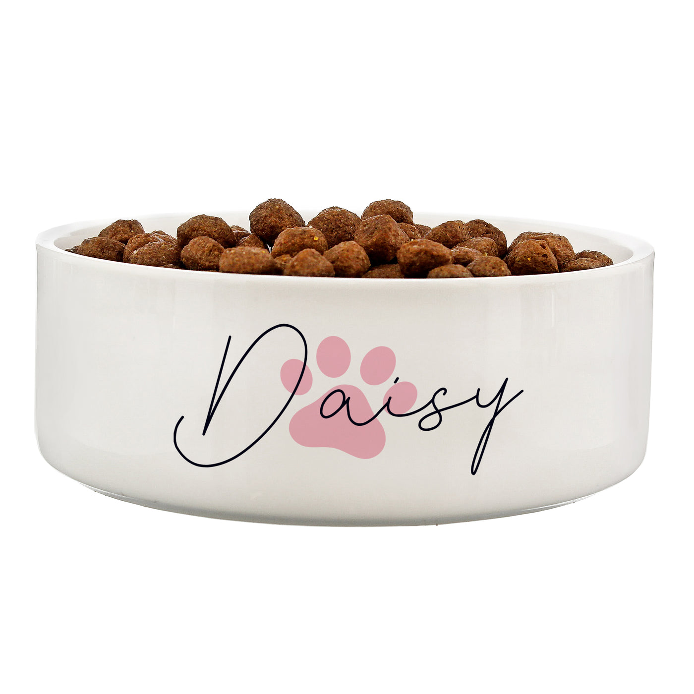 Personalised Pink Pawprint Name 14cm Medium Pet Bowl