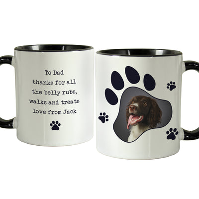 Personalised Paw Print Pet Photo Upload Black Handled Ceramic Mug