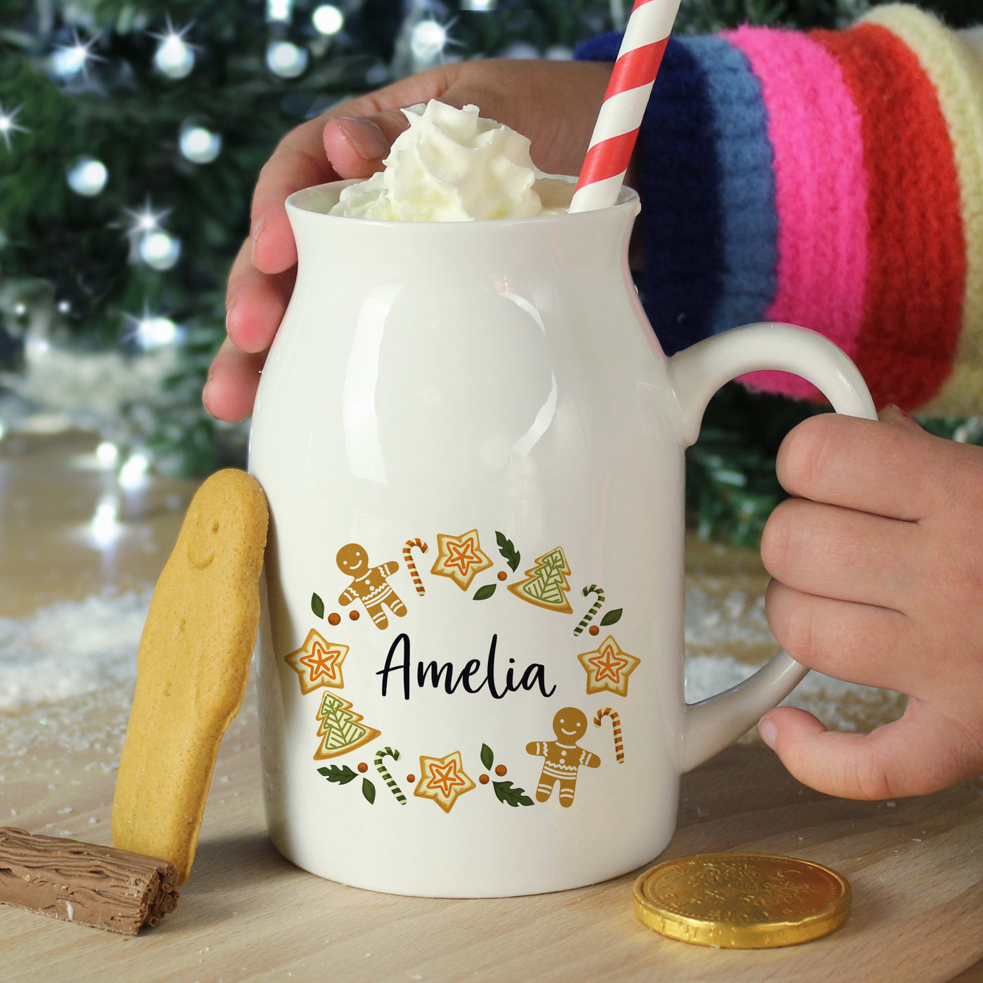 Personalised Christmas Ceramic Milk Jug