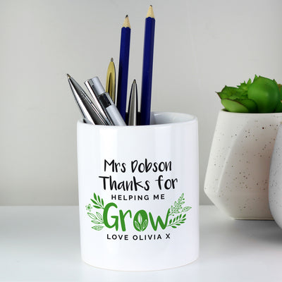 Personalised Thanks For Helping Me Grow Ceramic Storage Pot