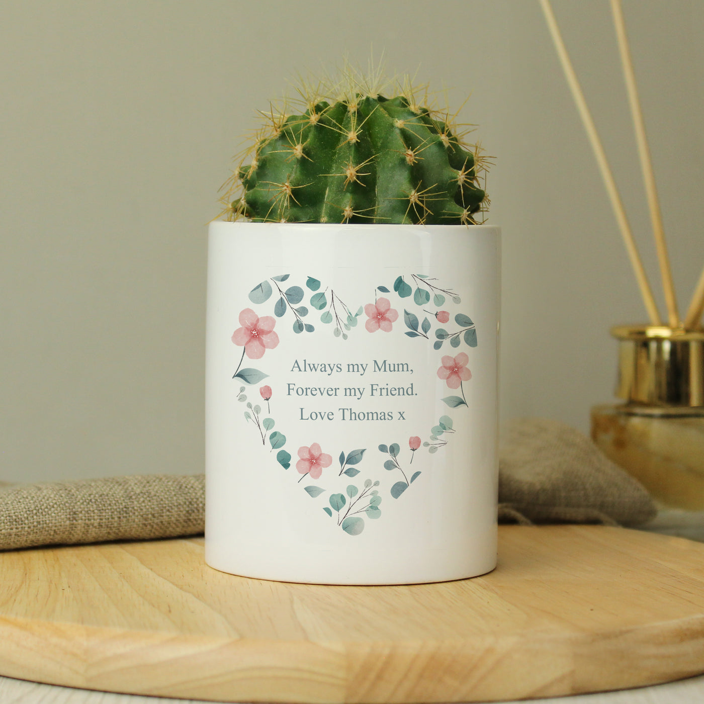 Personalised Floral Heart Ceramic Storage Pot