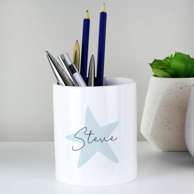 Personalised Blue Star Ceramic Storage Pot