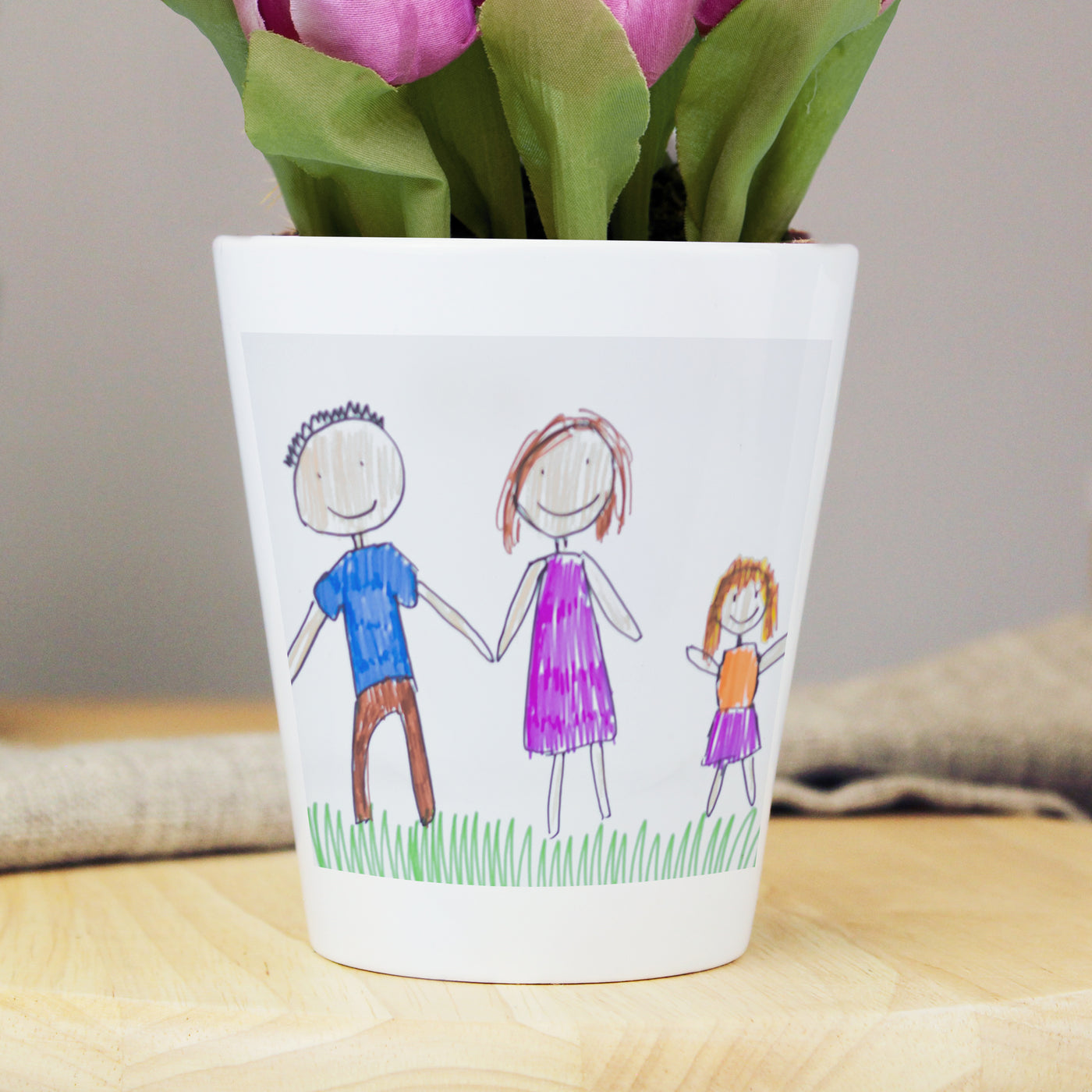 Personalised Childrens Drawing Photo Upload Ceramic Plant Pot