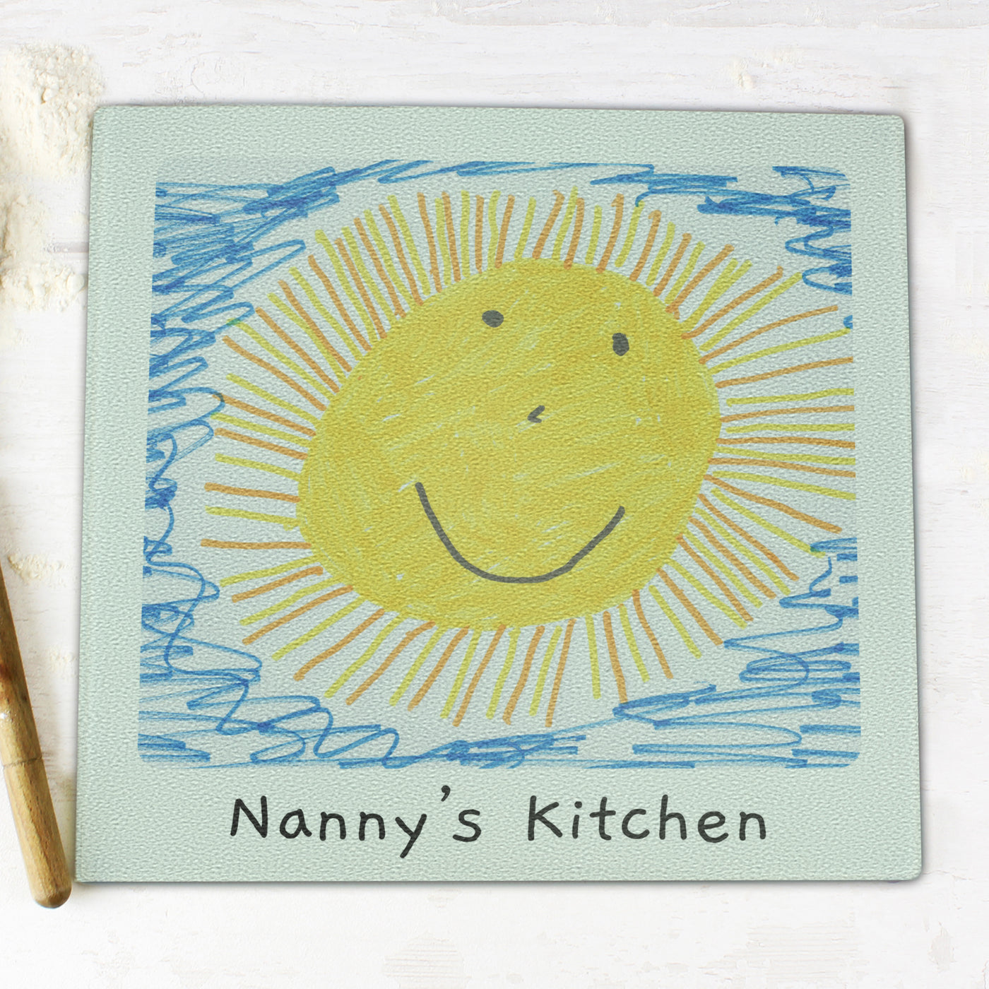 Personalised Childrens Drawing Photo Upload Glass Chopping Board/Worktop Saver