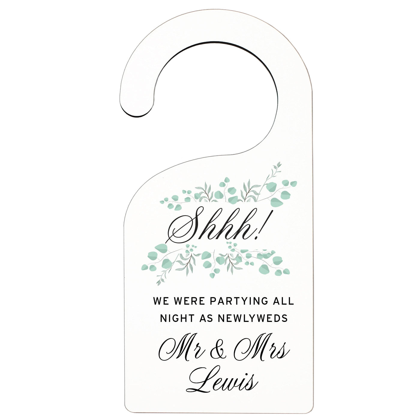 Personalised Floral and Eucalyptus Shhh! Wedding Door Hanger - Shop Personalised Gifts