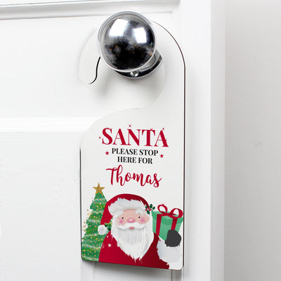 Personalised Santa Stop Here Christmas Door Hanger - Shop Personalised Gifts